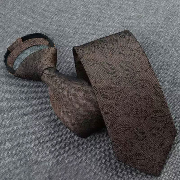 5Pcs Men's Casual Dark Brown Leaves Print Bow Ties Gift Box