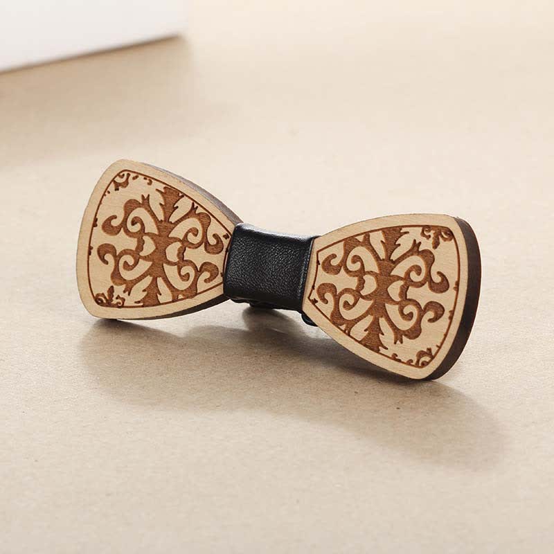 Men's Wedding Party Accessories Carved Wooden Bow Tie