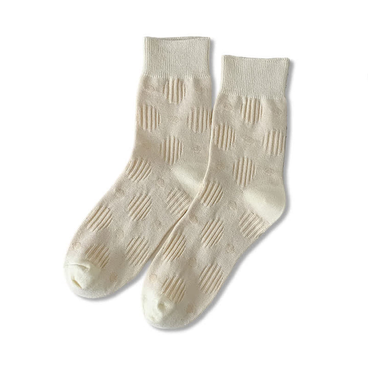 Solid Color Dotted Classic Cotton Crew Socks