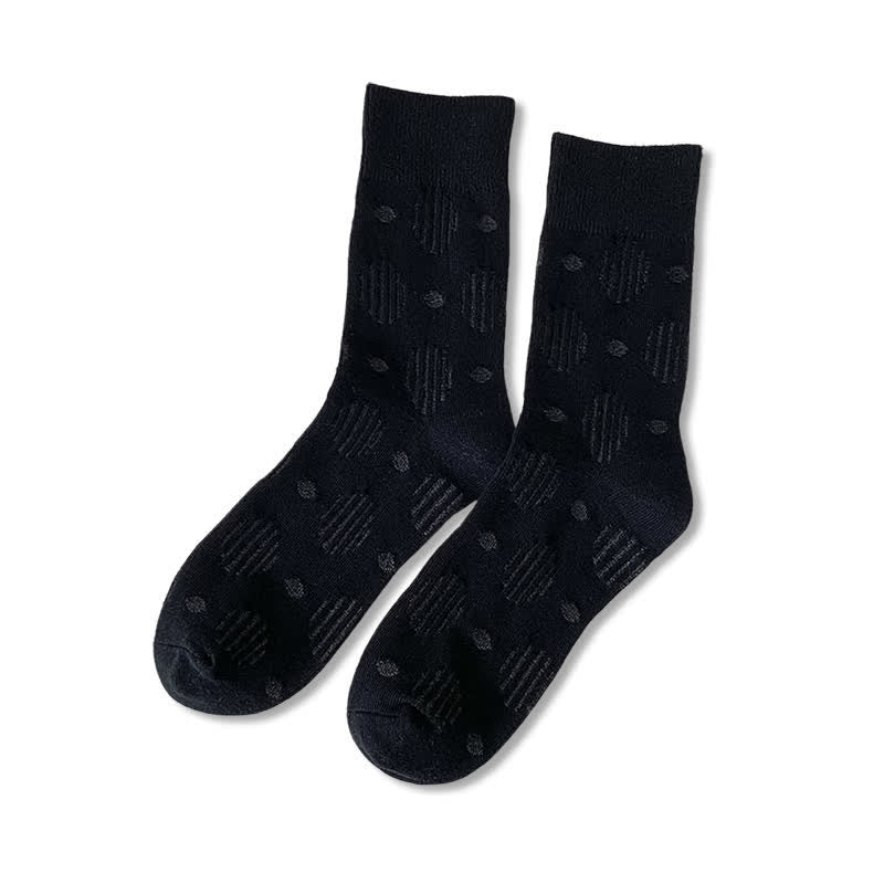 Solid Color Dotted Classic Cotton Crew Socks