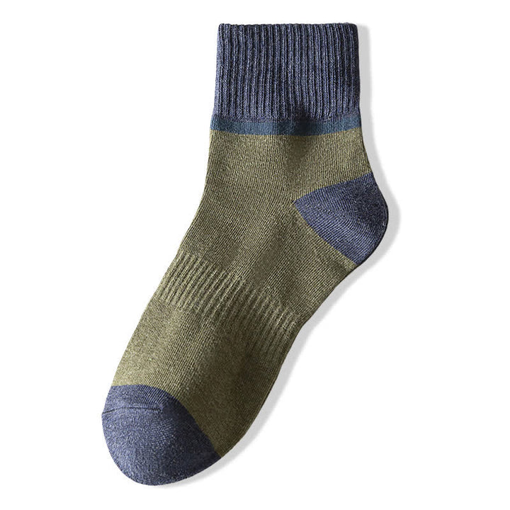 Colorblocking Contrast Sports Cotton Mid-calf Socks