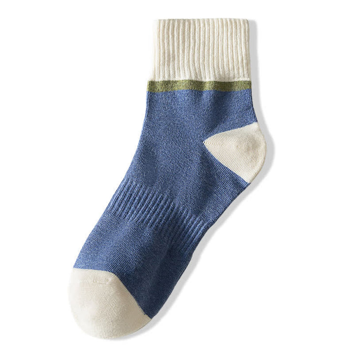 Colorblocking Contrast Sports Cotton Mid-calf Socks