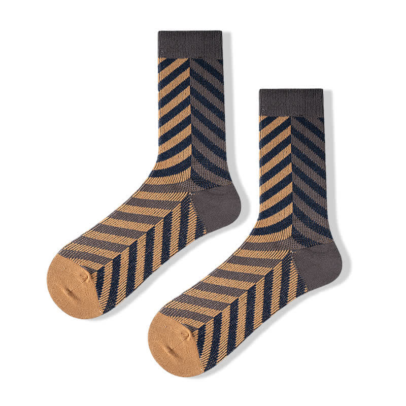 Classic Colorblock Arrow Striped Cotton Crew Socks