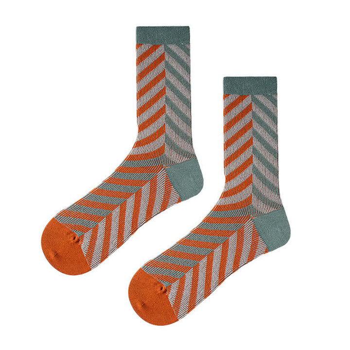 Classic Colorblock Arrow Striped Cotton Crew Socks