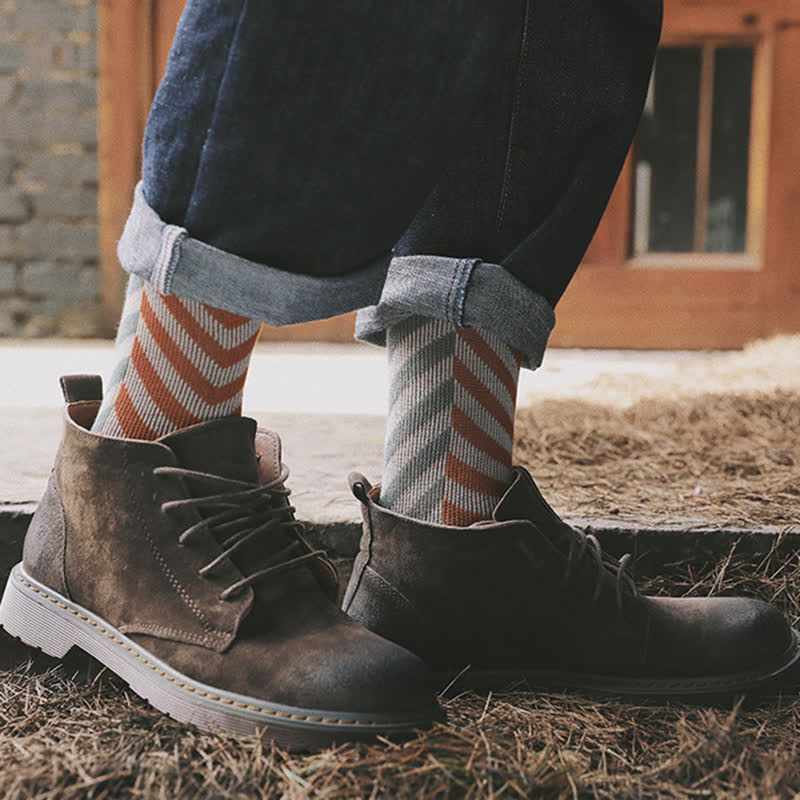 Classic Colorblock Arrow Striped Cotton Crew Socks