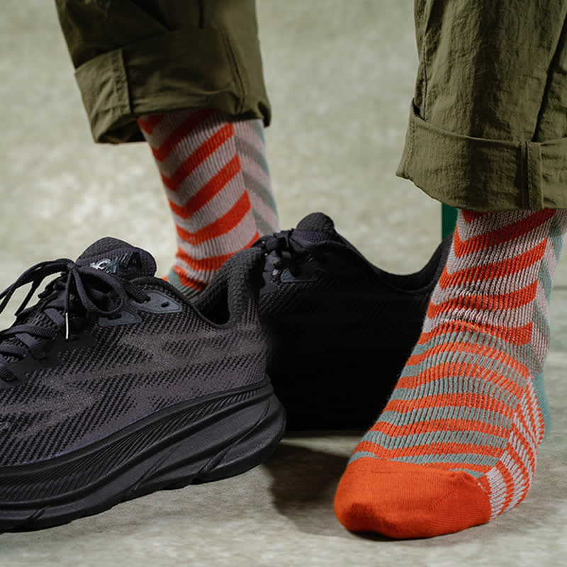 Classic Colorblock Arrow Striped Cotton Crew Socks