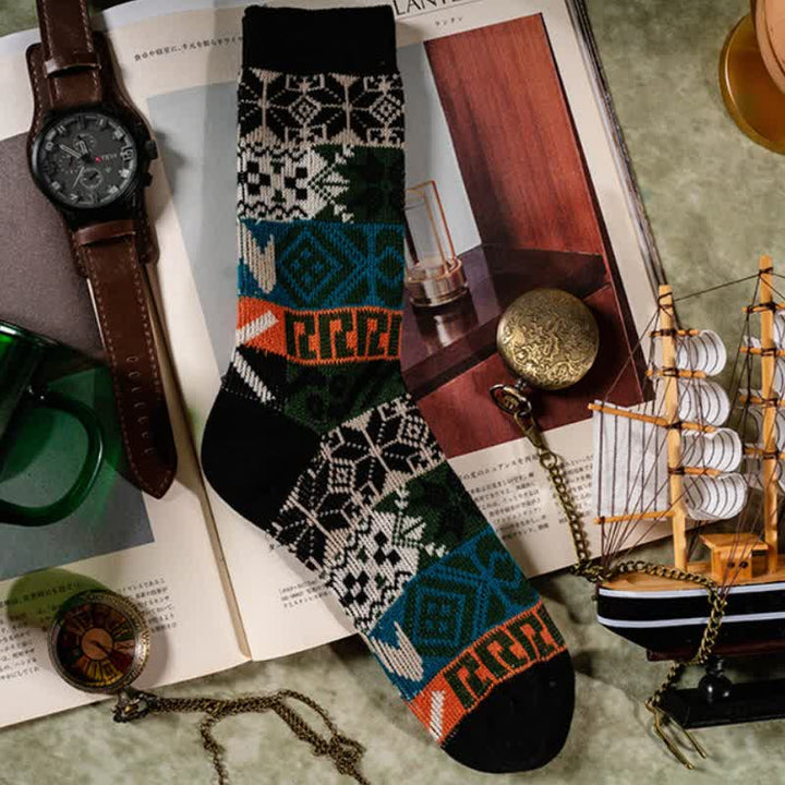 Artistic Native Multi Pattern Cotton Crew Socks