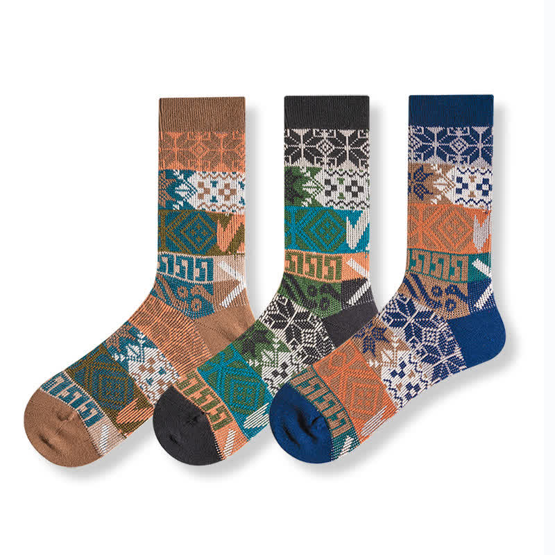 Artistic Native Multi Pattern Cotton Crew Socks