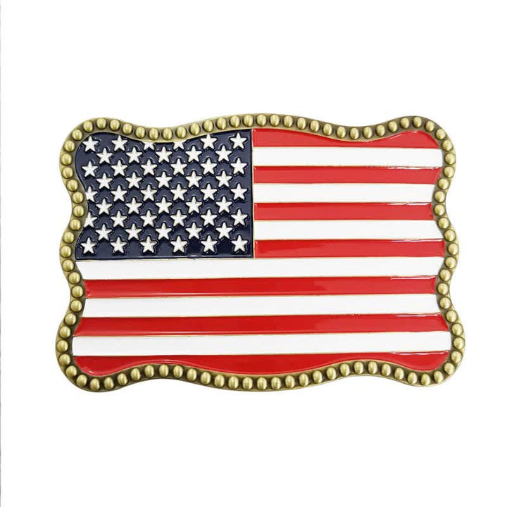 Men's DIY Creative American Flag Card Wallet Buckle Leather Belt