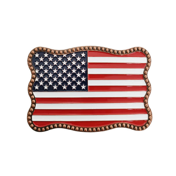 Men's DIY Creative American Flag Card Wallet Buckle Leather Belt