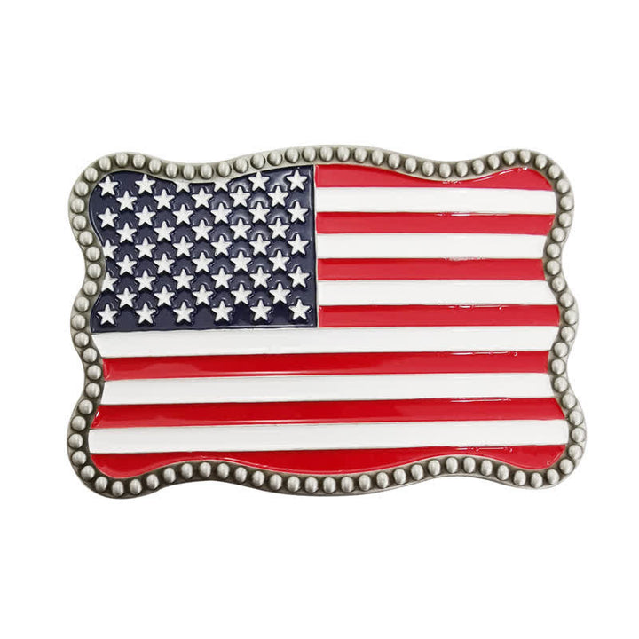 Men's DIY Creative American Flag Card Wallet Buckle Leather Belt