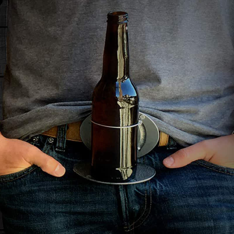 Men's DIY Gone Fishing Creative Beer Holder Buckle Leather Belt