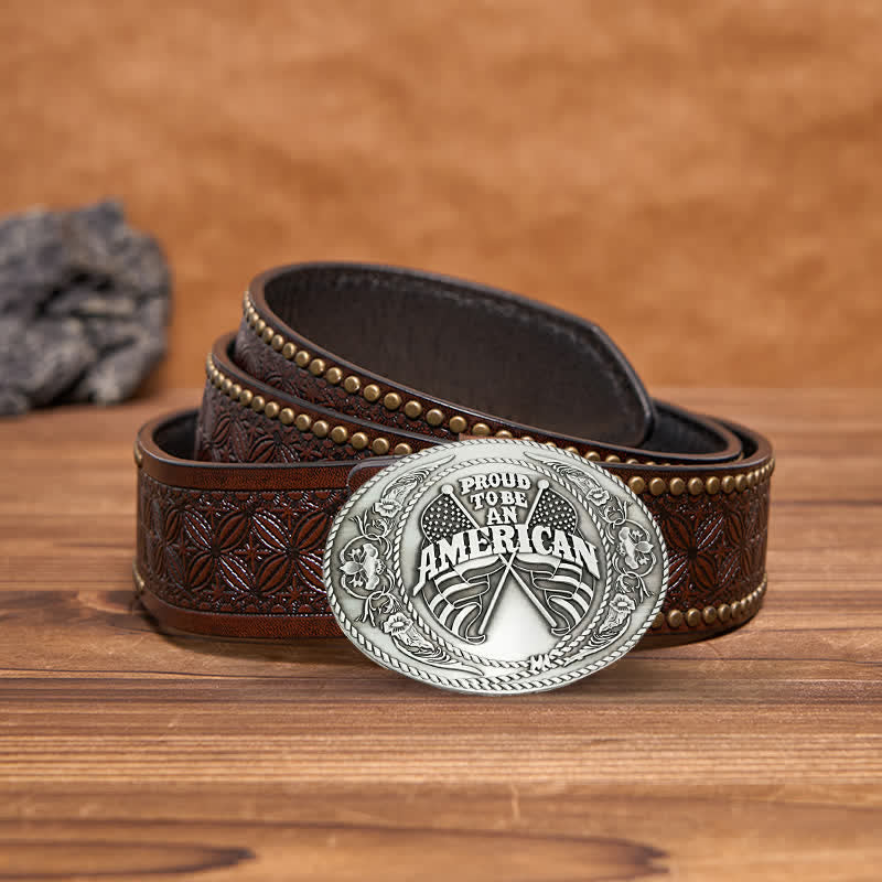 Men's DIY Dual American Flags Creative Beer Holder Buckle Leather Belt