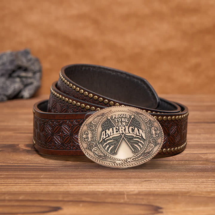 Men's DIY Dual American Flags Creative Beer Holder Buckle Leather Belt