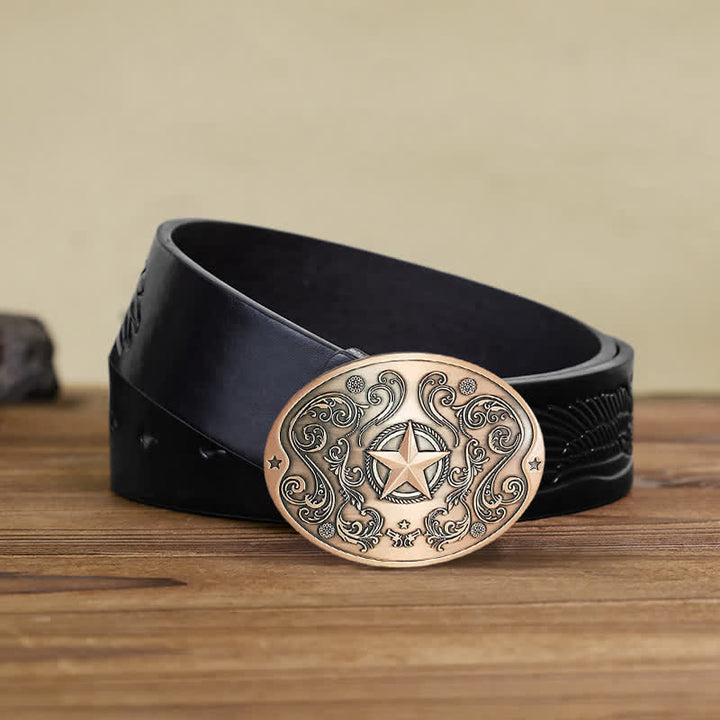 Men's DIY Western Star Creative Beer Holder Buckle Leather Belt