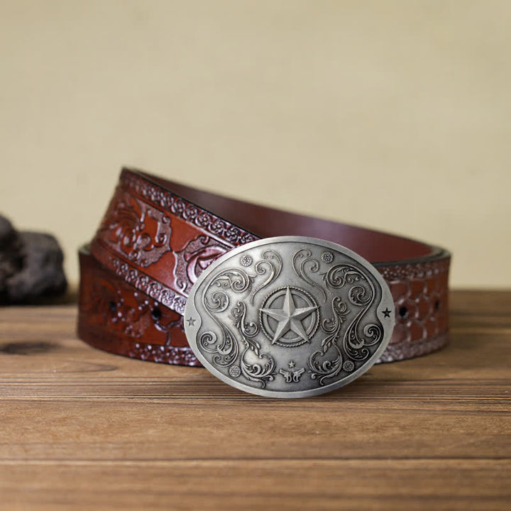 Men's DIY Western Star Creative Beer Holder Buckle Leather Belt