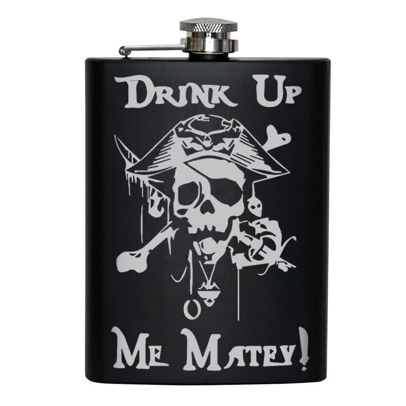 3-8 oz Pirate Skull Drink Laser Pattern Stainless Steel Portable Flask - image 3