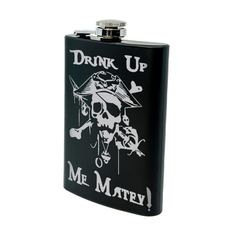 3-8 oz Pirate Skull Drink Laser Pattern Stainless Steel Portable Flask - image 4