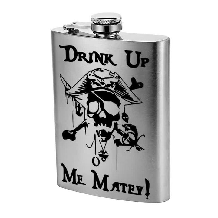 3-8 oz Pirate Skull Drink Laser Pattern Stainless Steel Portable Flask - image 9