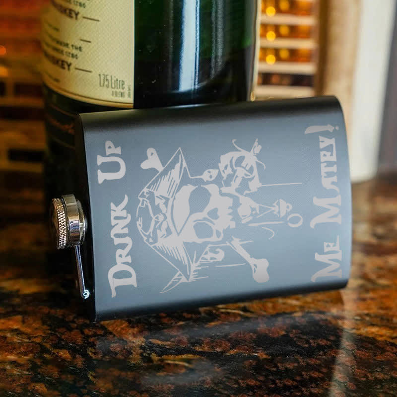 3-8 oz Pirate Skull Drink Laser Pattern Stainless Steel Portable Flask - image 1
