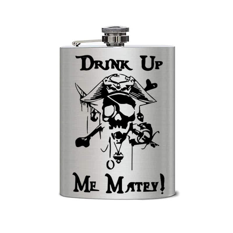 3-8 oz Pirate Skull Drink Laser Pattern Stainless Steel Portable Flask - image 8