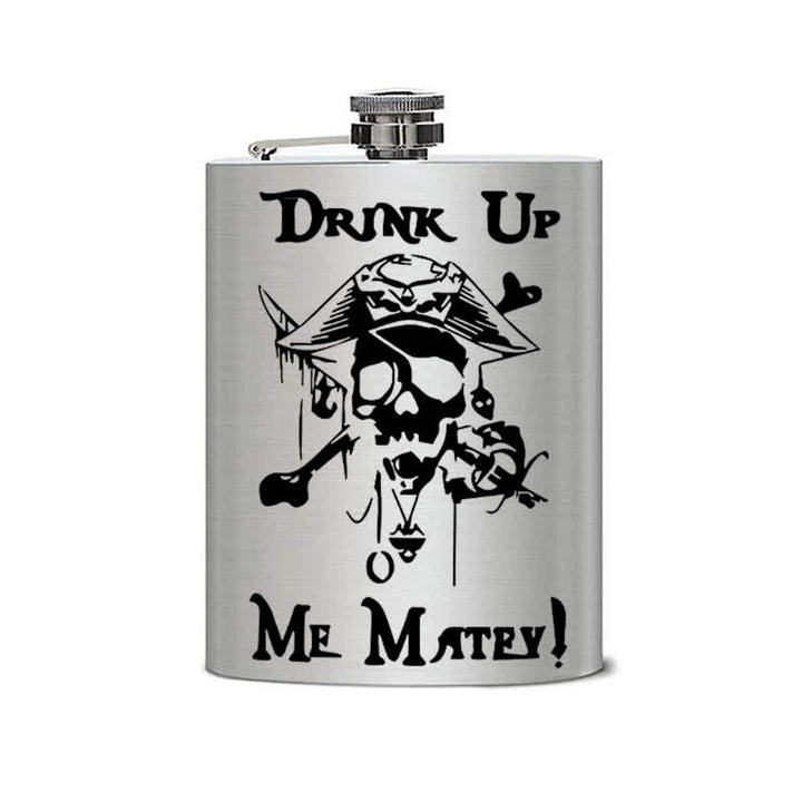 3-8 oz Pirate Skull Drink Laser Pattern Stainless Steel Portable Flask - image 8
