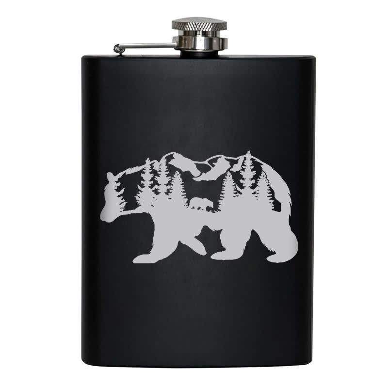 3-8 oz Bear Mountains Laser Pattern Stainless Steel Portable Flask - image 8