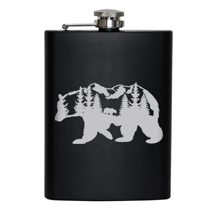 3-8 oz Bear Mountains Laser Pattern Stainless Steel Portable Flask - image 8