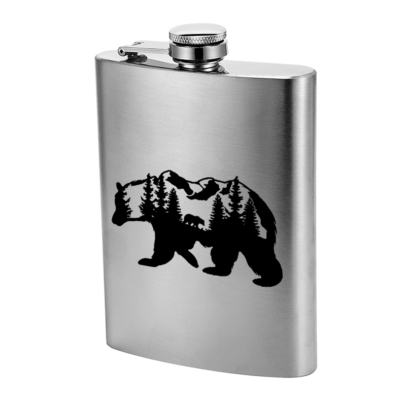 3-8 oz Bear Mountains Laser Pattern Stainless Steel Portable Flask - image 4