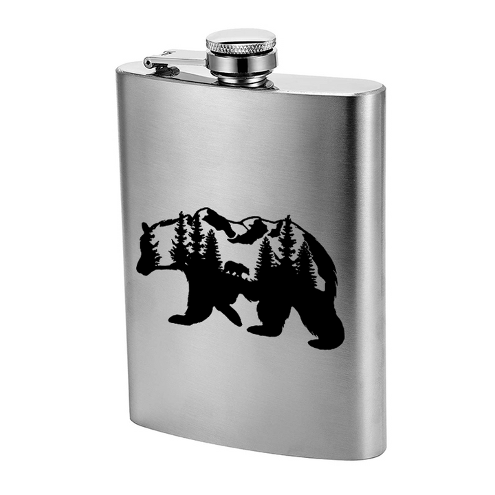 3-8 oz Bear Mountains Laser Pattern Stainless Steel Portable Flask - image 4