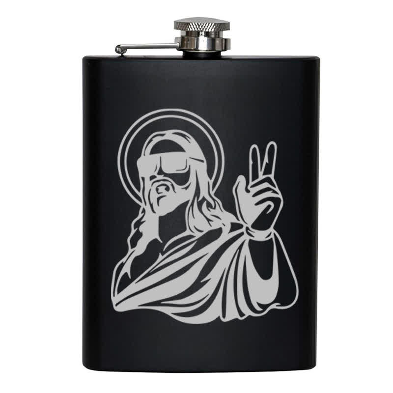 2-10 oz Cool Jesus Laser Pattern Stainless Steel Portable Flask