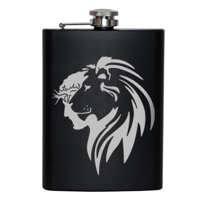 2-10 oz Jesus Christ Lion Head Laser Pattern Stainless Steel Portable Flask