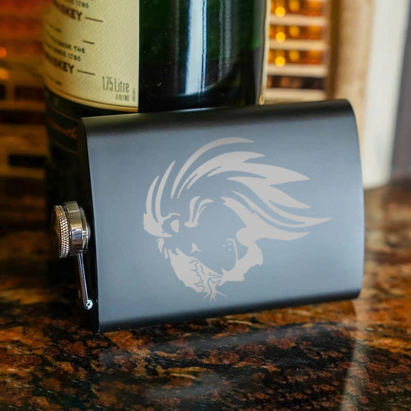 3-8 oz Jesus Christ Lion Head Laser Pattern Stainless Steel Portable Flask - image 7