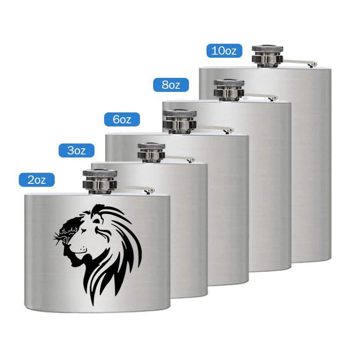 3-8 oz Jesus Christ Lion Head Laser Pattern Stainless Steel Portable Flask - Silver - 8oz - image 2