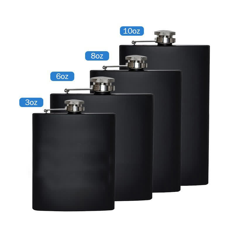 3-10 oz Personalised Matte Black Engraved Custom Portable Flask