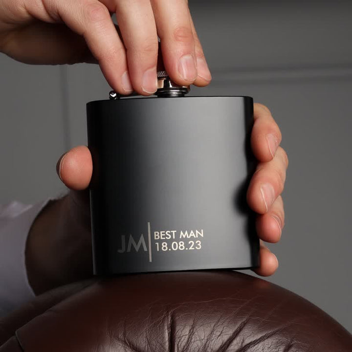 3-8 oz Personalised Matte Black Engraved Custom Portable Flask - image 4