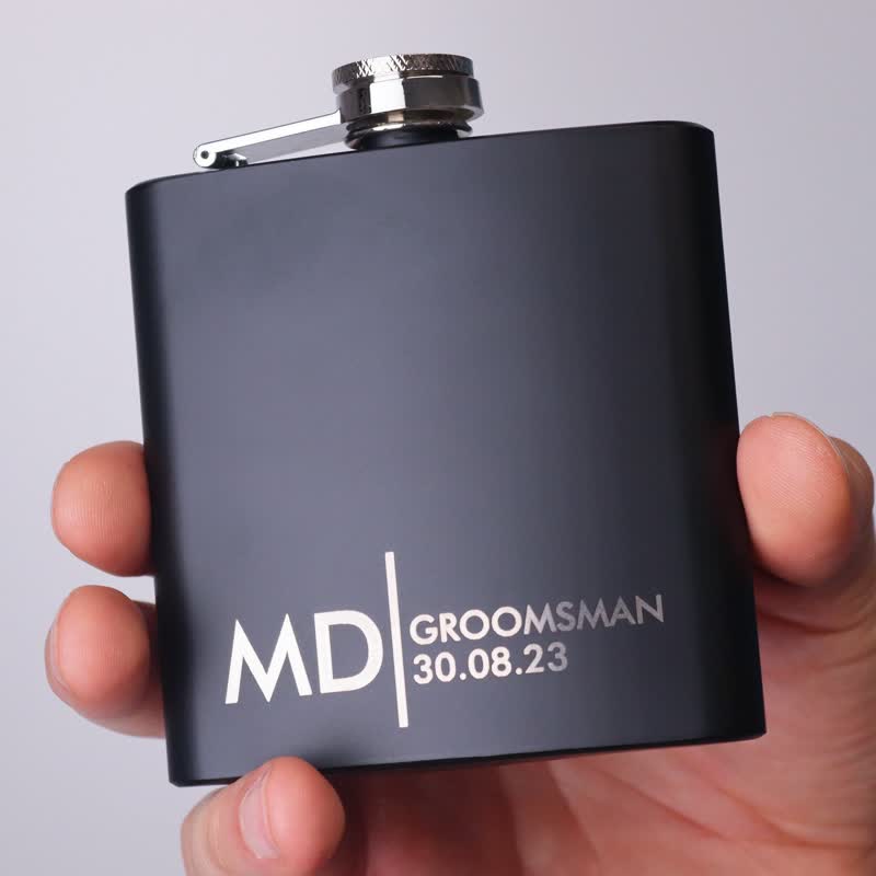 3-8 oz Personalised Matte Black Engraved Custom Portable Flask - image 1