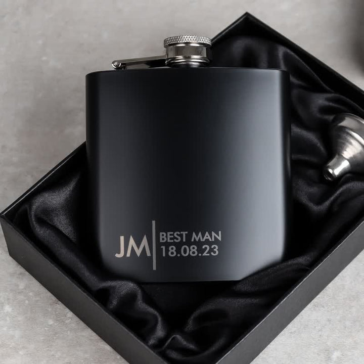 3-10 oz Personalised Matte Black Engraved Custom Portable Flask