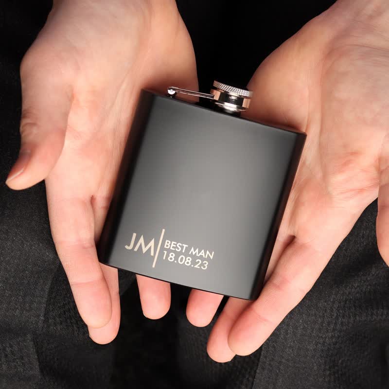 3-8 oz Personalised Matte Black Engraved Custom Portable Flask - image 5