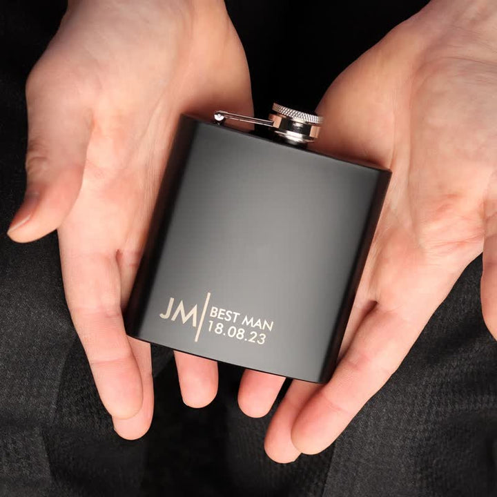 3-8 oz Personalised Matte Black Engraved Custom Portable Flask - image 5