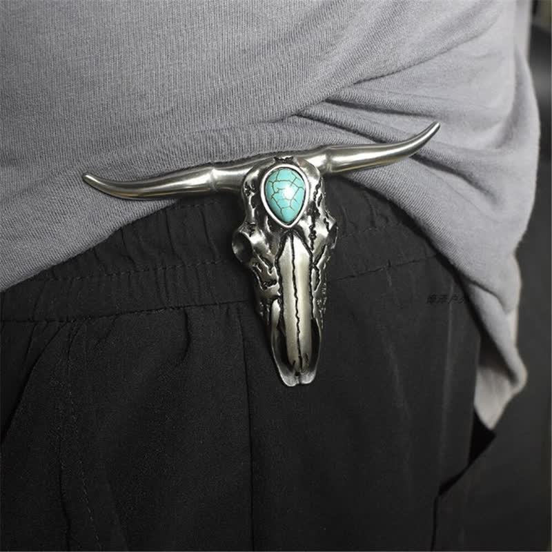 Longhorn Skull Turquoise Multi-function EDC Tool Pendant Belt Buckle - image 4