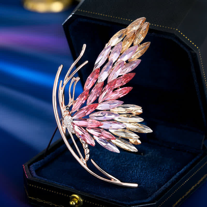 Women's Dazzling Gradient Pink Butterfly Brooch