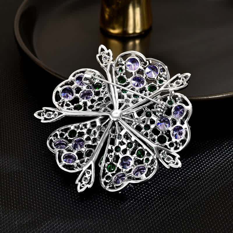 Women's Elagant Floral Colored Zircon Pearl Brooch