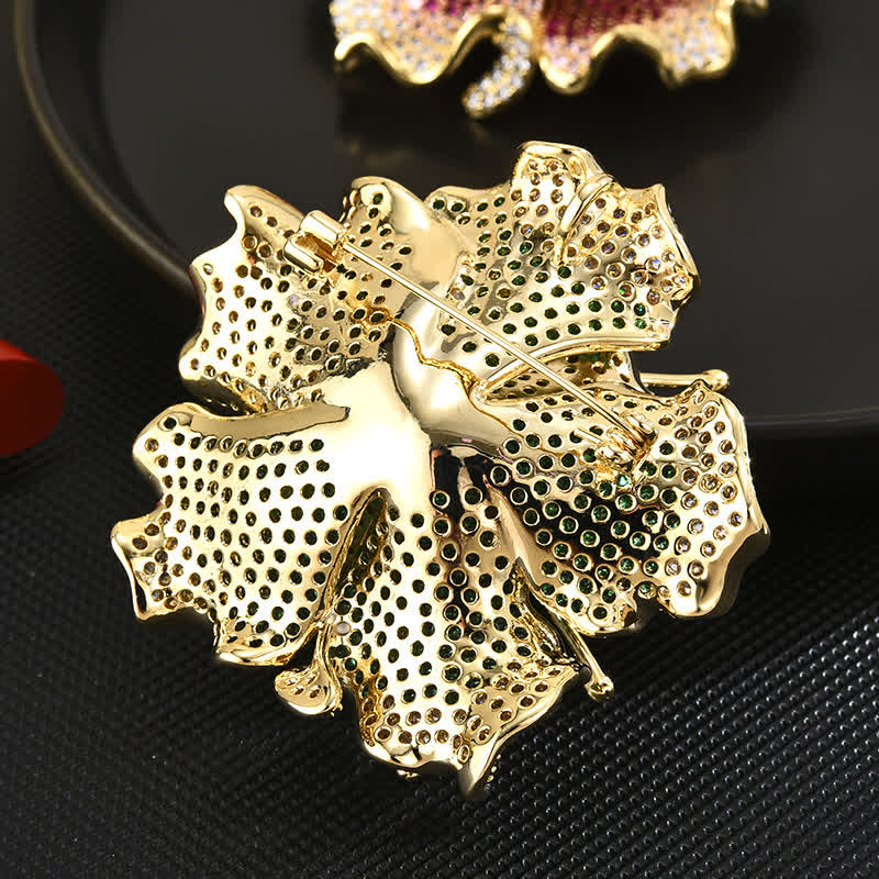 Women's Luxury Colored Cubic Zircon Retro Flower Brooch