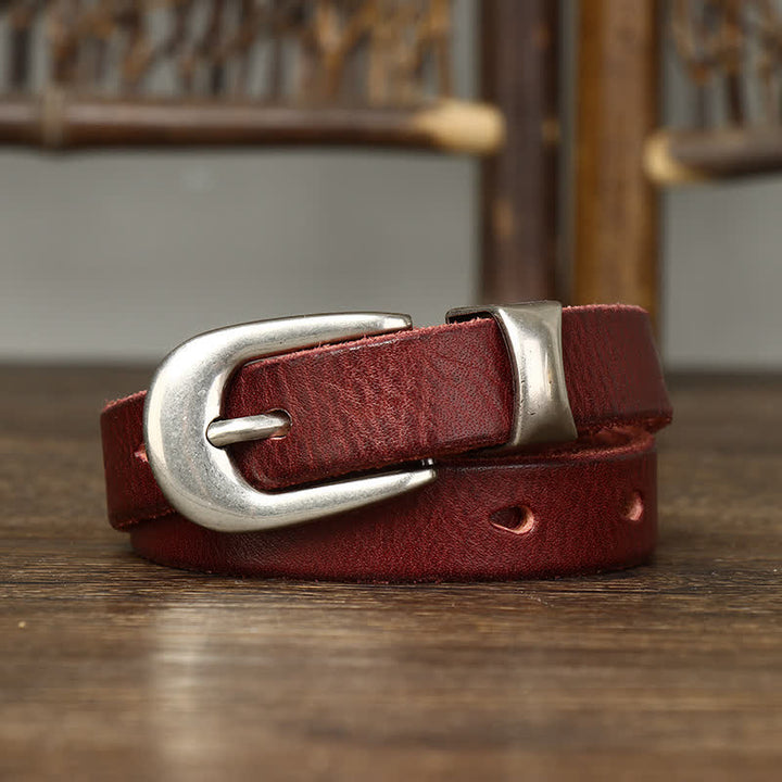 Women's Retro Narrow Skinny Waistband Leather Belt