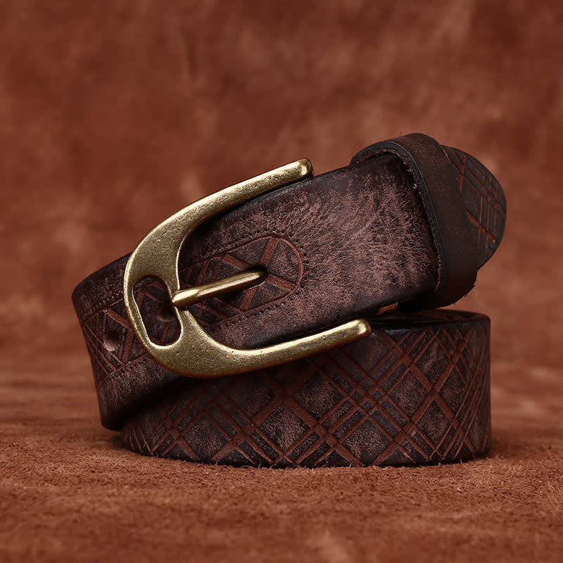 Personalized Diamond Embossed Thicken Leather Belt