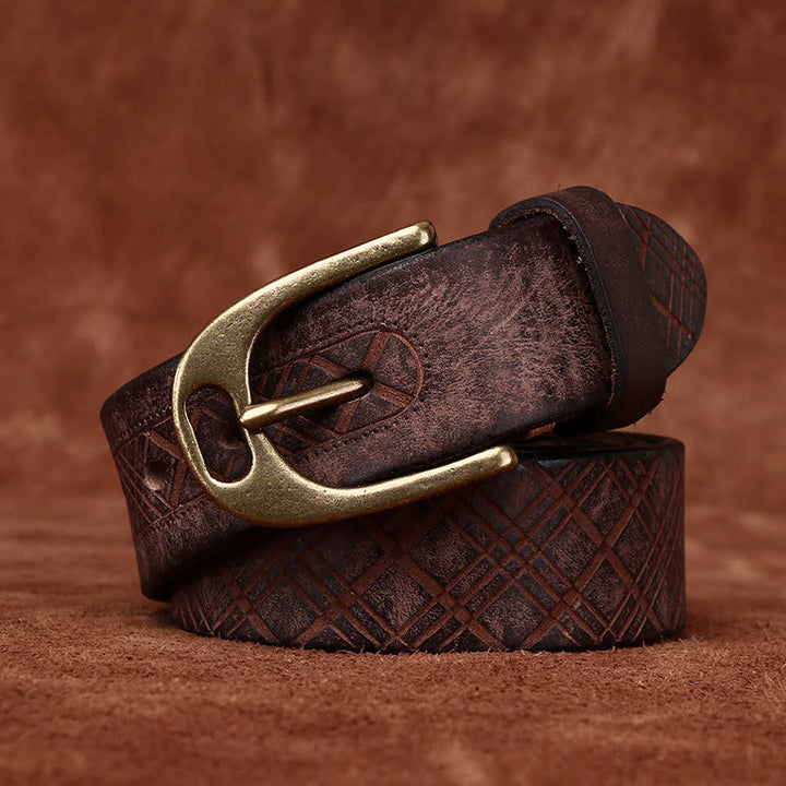 Personalized Diamond Embossed Thicken Leather Belt