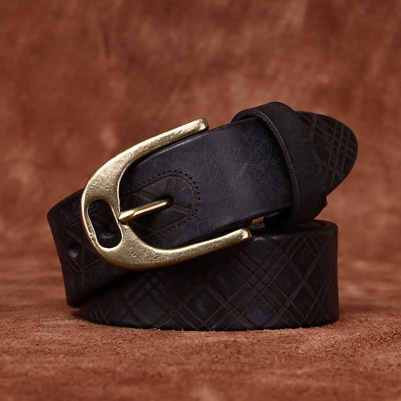 Personalized Diamond Embossed Thicken Leather Belt