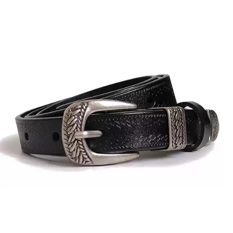 Women's Casual Decorative Carved Buckle Leather Belt