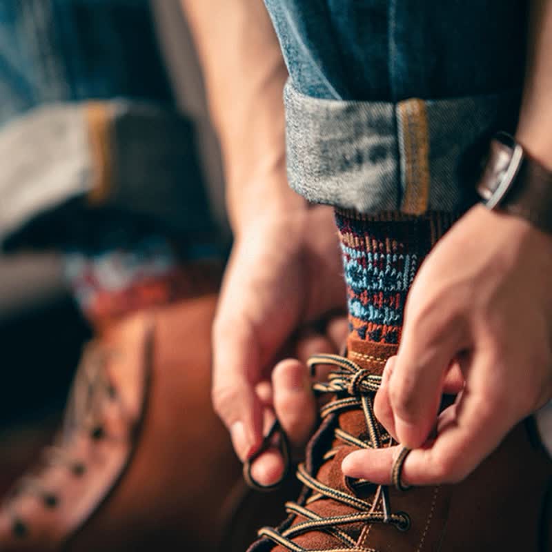 Vintage Ethnic Tribal Pattern Cotton Crew Socks